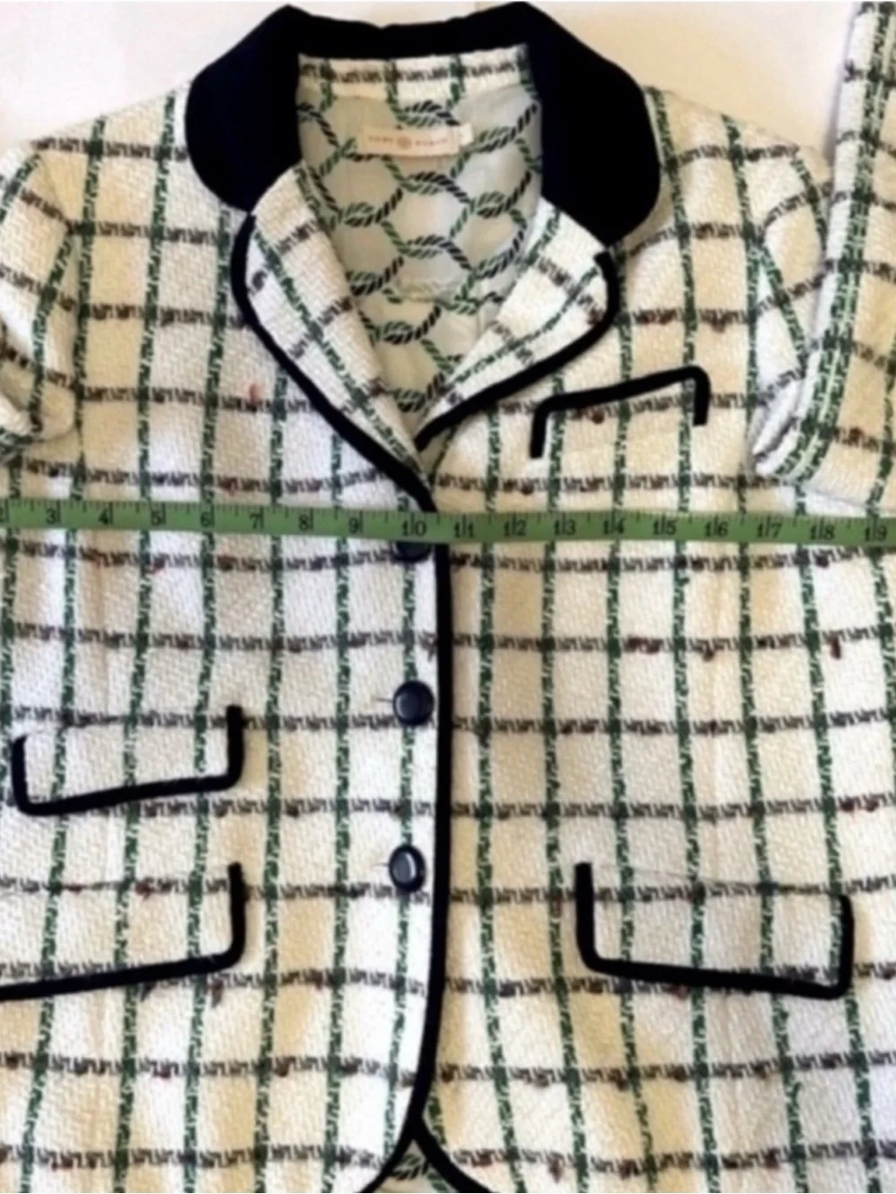 Tory Burch Pocomo Jetty Tweed Check Plaid Blazer